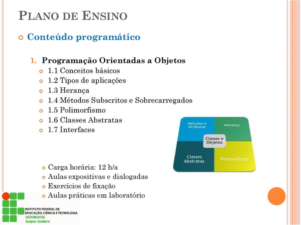 4 Métodos Subscritos e Sobrecarregados 1.5 Polimorfismo 1.