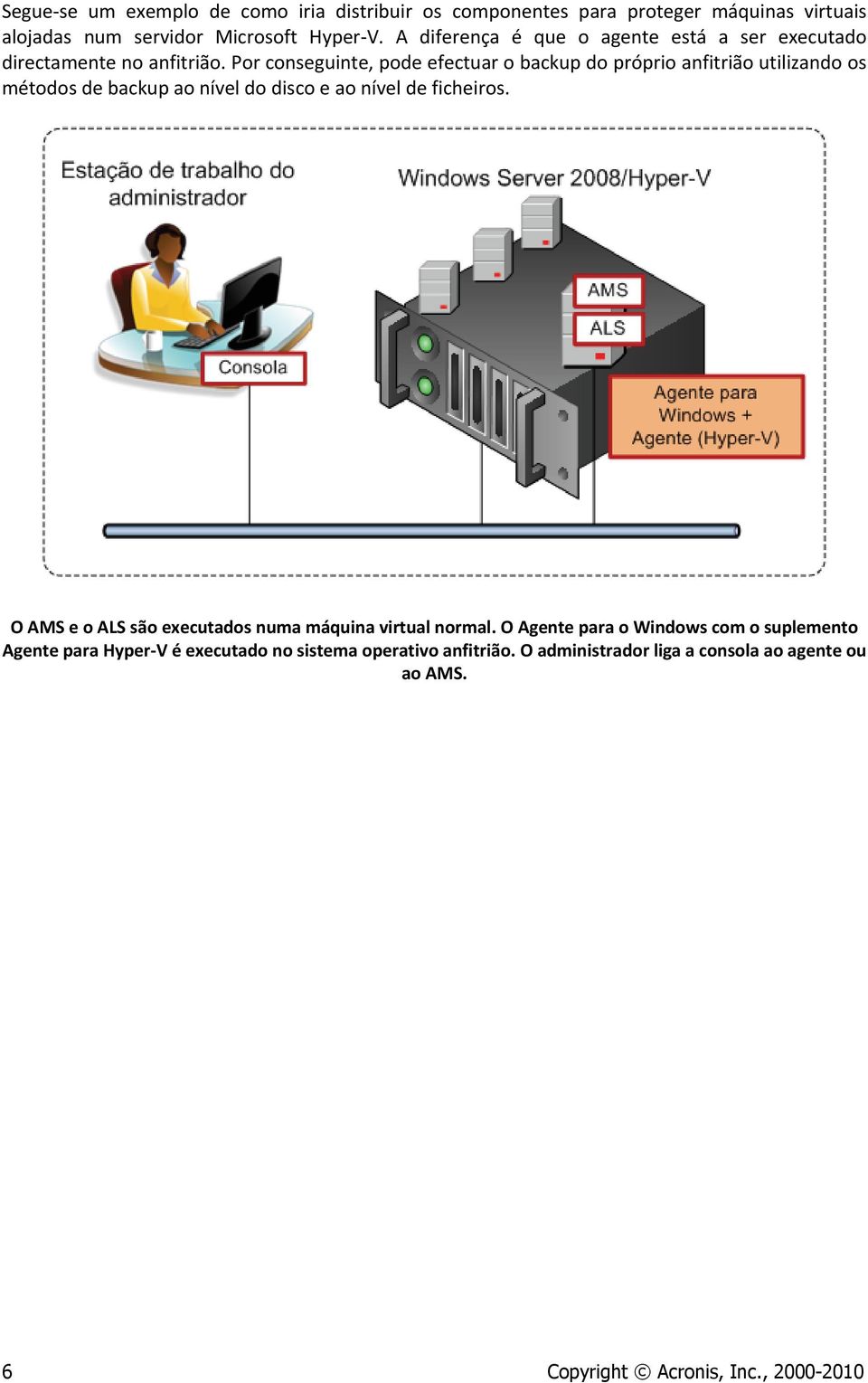 Por conseguinte, pode efectuar o backup do próprio anfitrião utilizando os métodos de backup ao nível do disco e ao nível de ficheiros.