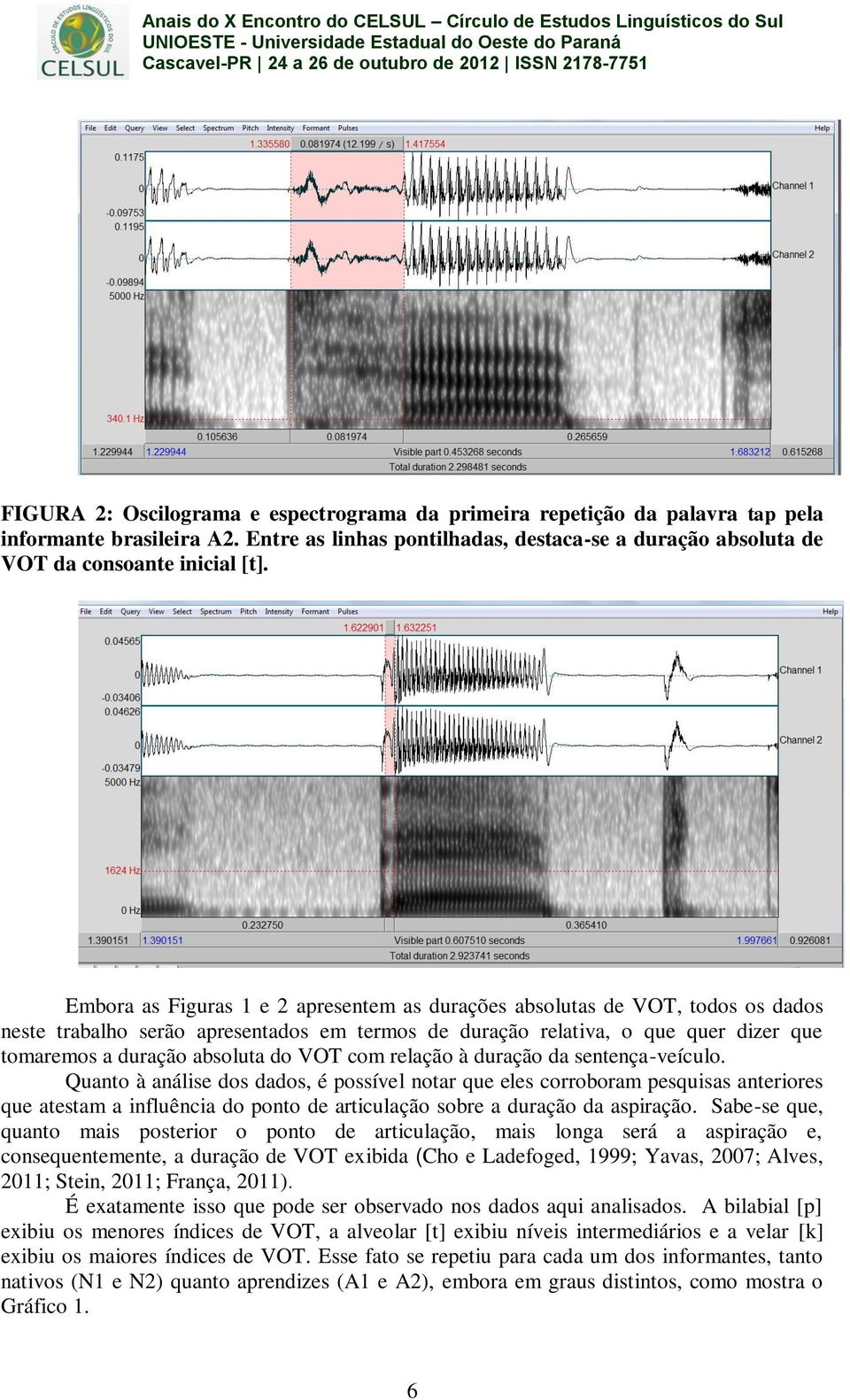 VOT com relação à duração da sentença-veículo.