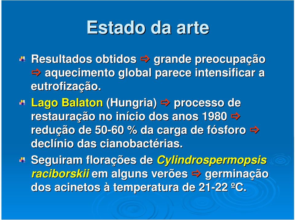 Lago Balaton (Hungria) processo de restauração no início dos anos 1980 redução de 50-60 % da