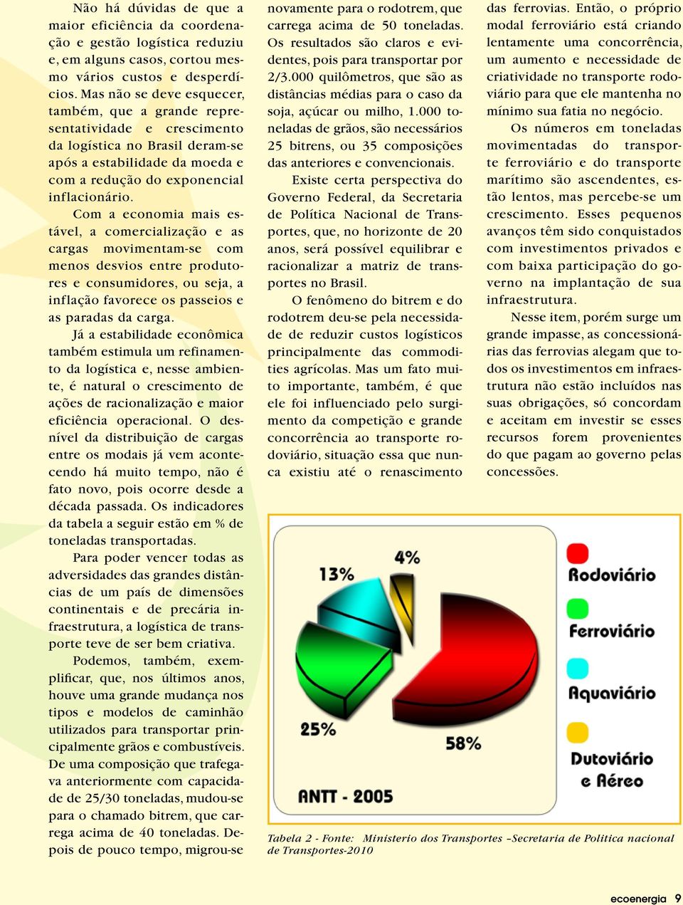 Com a economia mais estável, a comercialização e as cargas movimentam-se com menos desvios entre produtores e consumidores, ou seja, a inflação favorece os passeios e as paradas da carga.