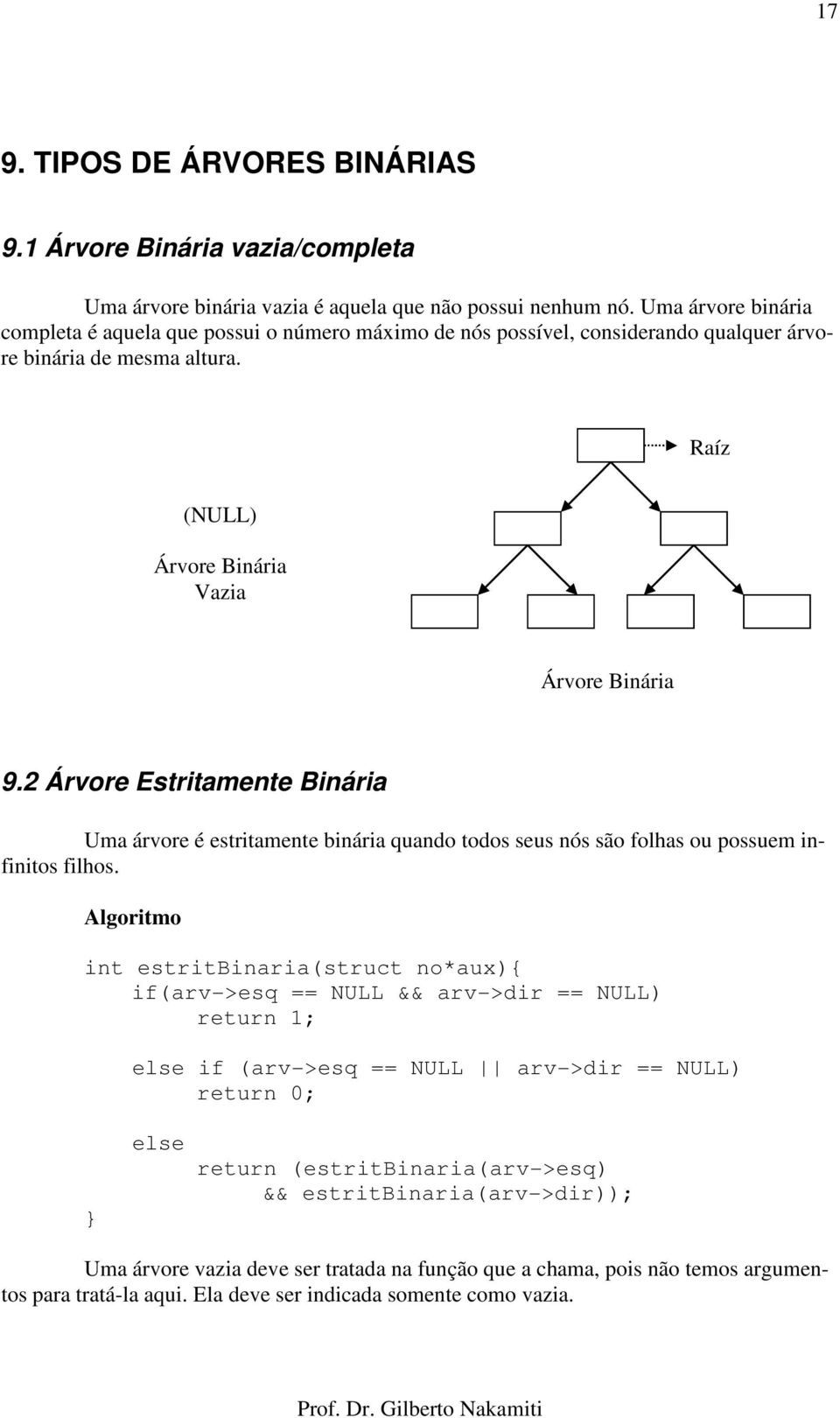 2 Árvore Estritamente Binária Uma árvore é estritamente binária quando todos seus nós são folhas ou possuem infinitos filhos.