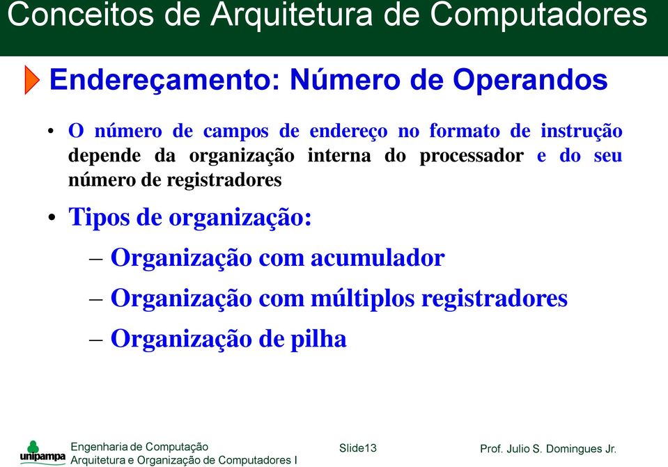 seu número de registradores Tipos de organização: Organização com