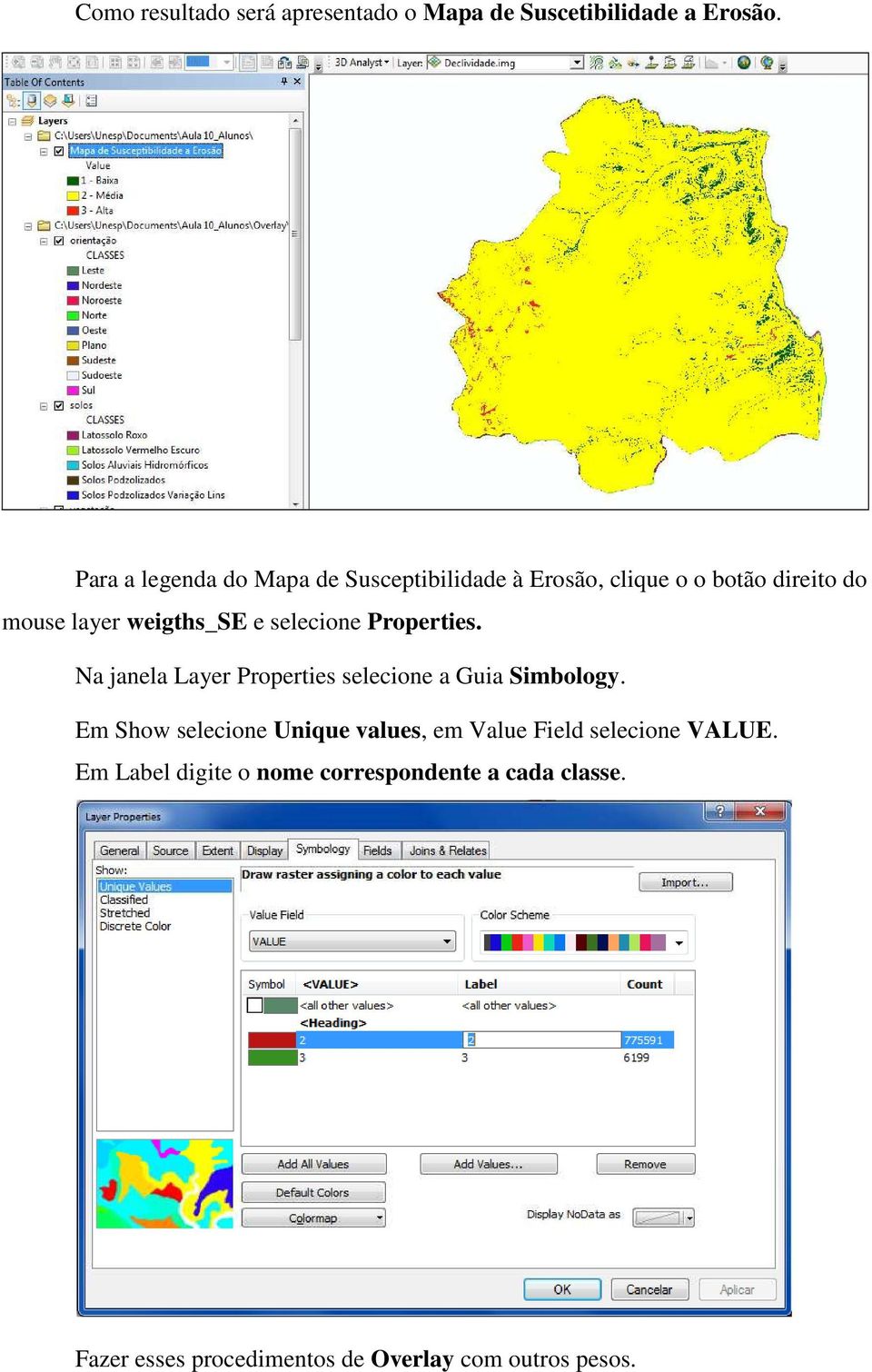 selecione Properties. Na janela Layer Properties selecione a Guia Simbology.