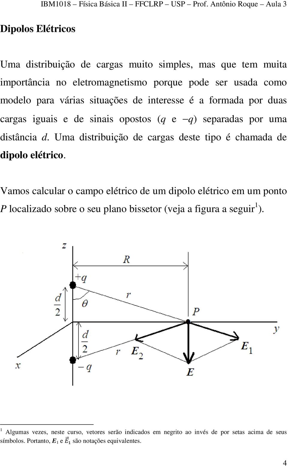 Uma distribuição de cargas deste tipo é chamada de dipolo elétrico.