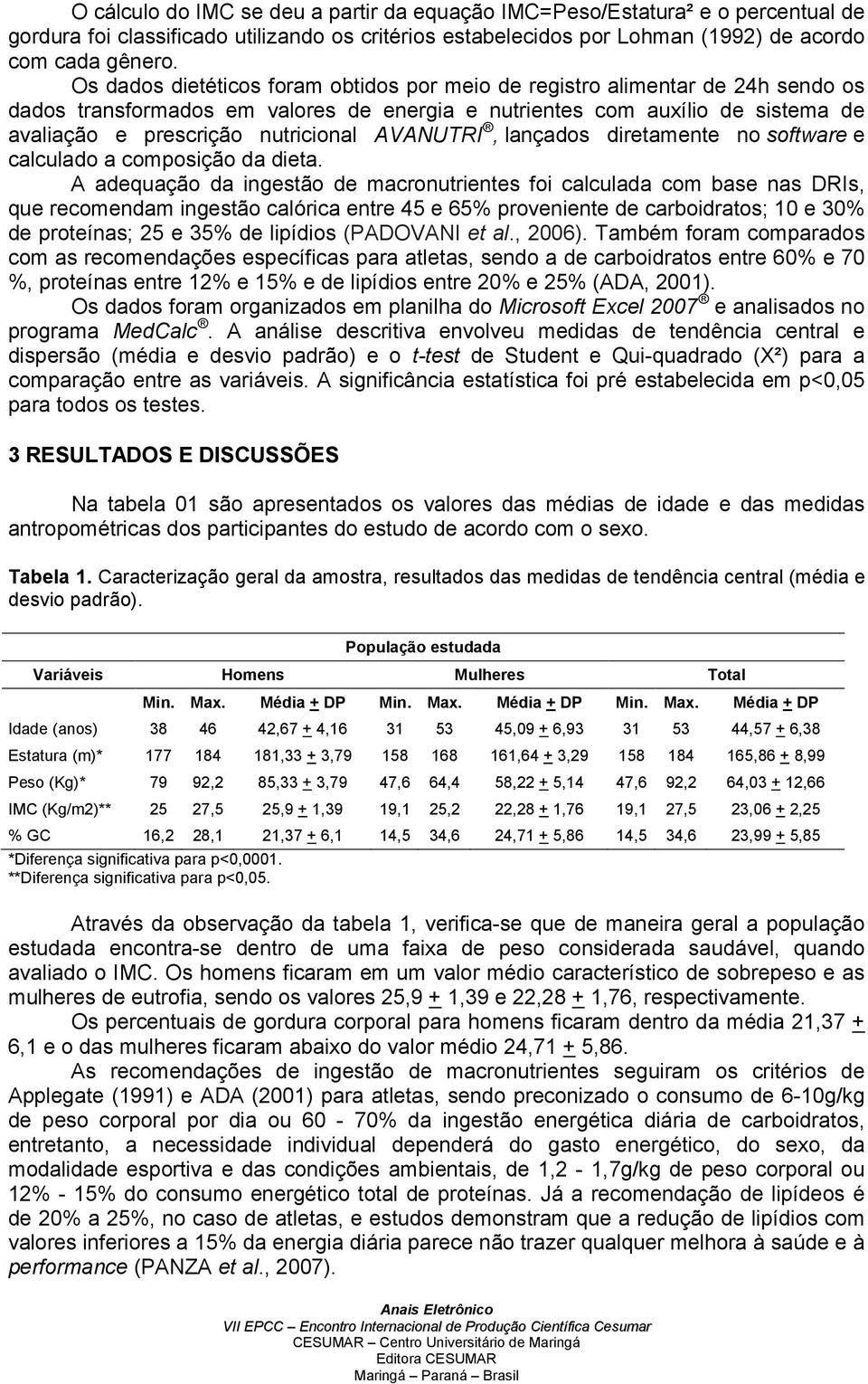 AVANUTRI, lançados diretamente no software e calculado a composição da dieta.