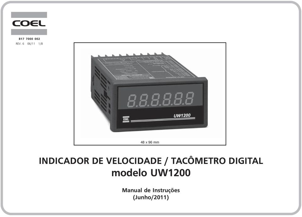 TACÔMETRO DIGITAL modelo UW1200 Manual de