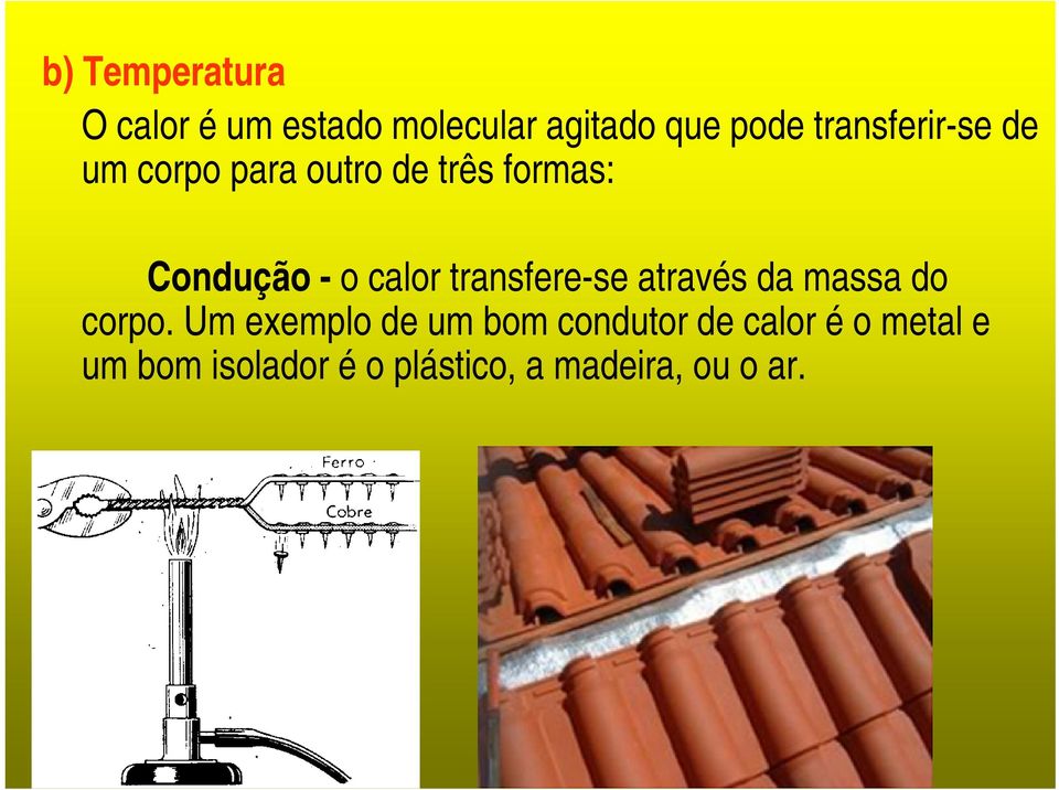 calor transfere-se através da massa do corpo.