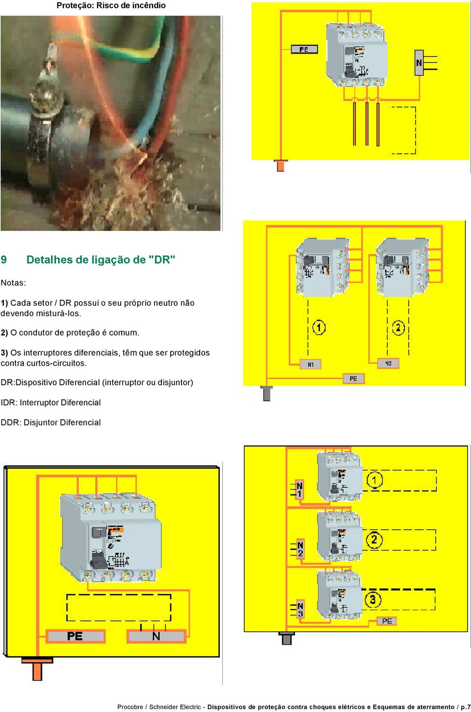 3) Os interruptores diferenciais, têm que ser protegidos contra curtos-circuitos.