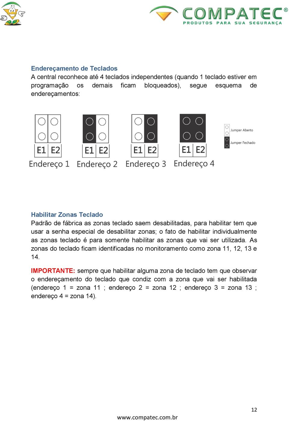 é para somente habilitar as zonas que vai ser utilizada. As zonas do teclado ficam identificadas no monitoramento como zona 11, 12, 13 e 14.