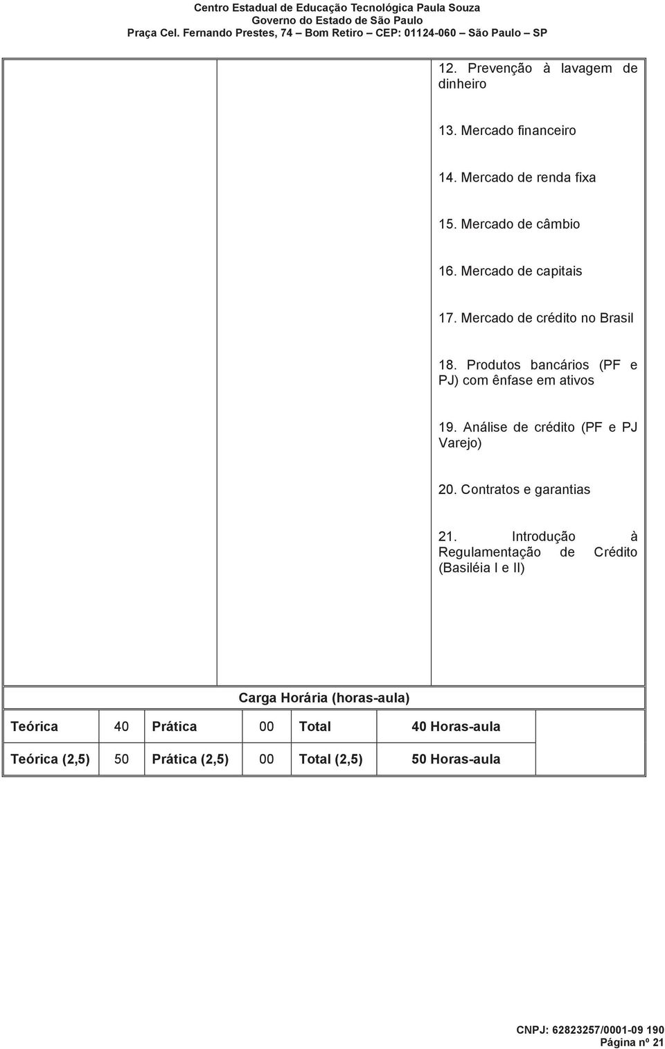 Análise de crédito (PF e PJ Varejo) 20. Contratos e garantias 21.