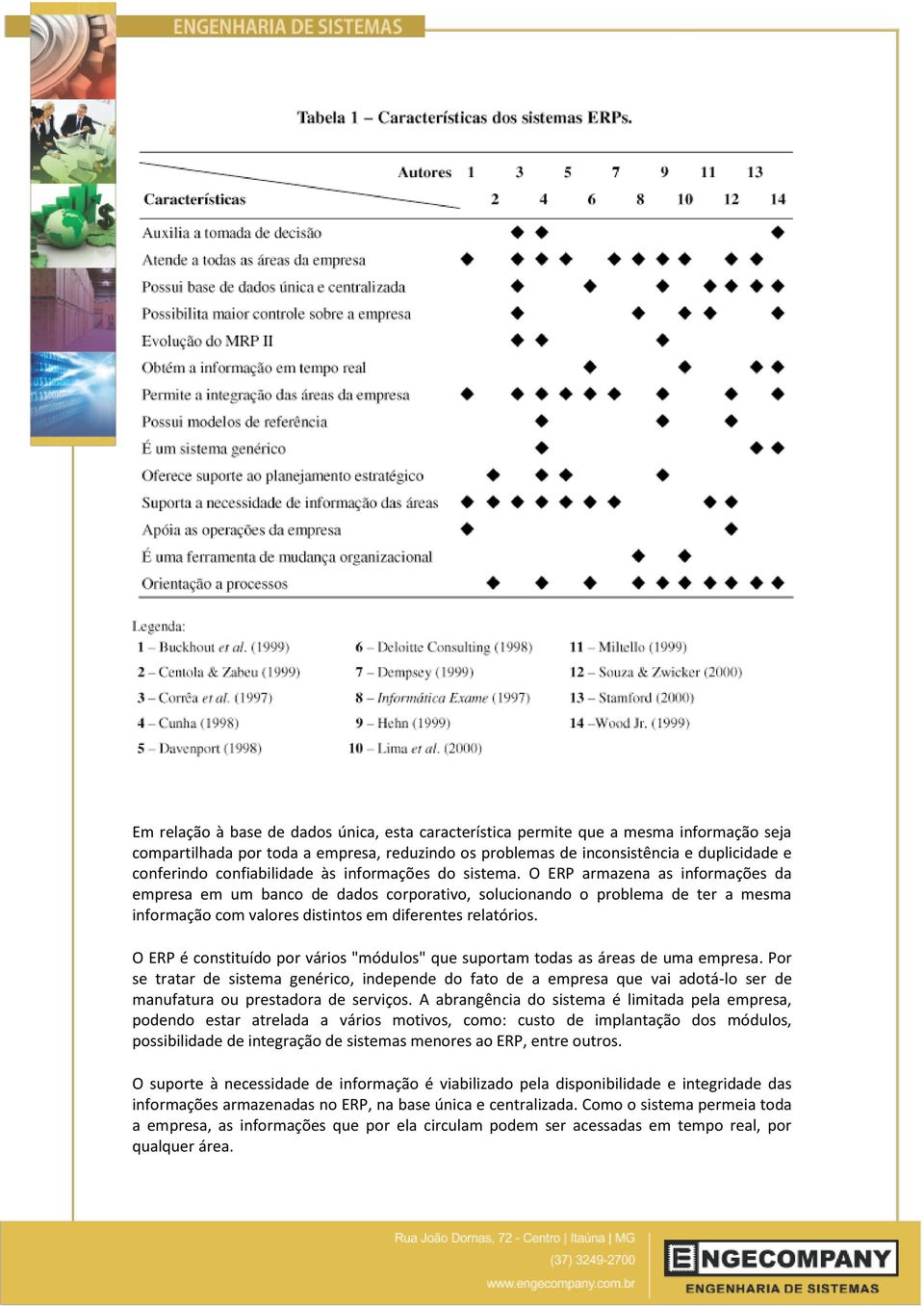 O ERP armazena as informações da empresa em um banco de dados corporativo, solucionando o problema de ter a mesma informação com valores distintos em diferentes relatórios.