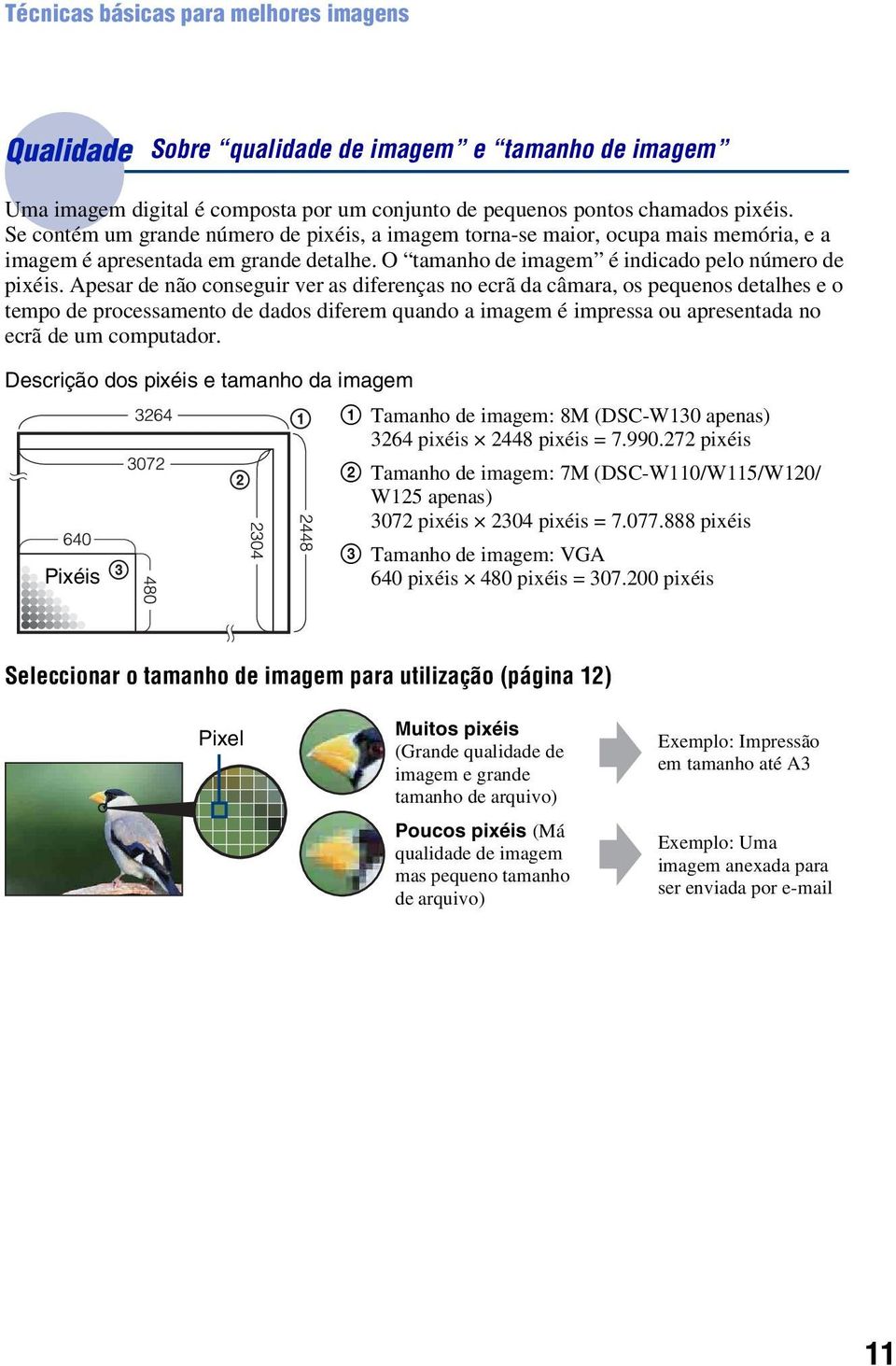 Apesar de não conseguir ver as diferenças no ecrã da câmara, os pequenos detalhes e o tempo de processamento de dados diferem quando a imagem é impressa ou apresentada no ecrã de um computador.