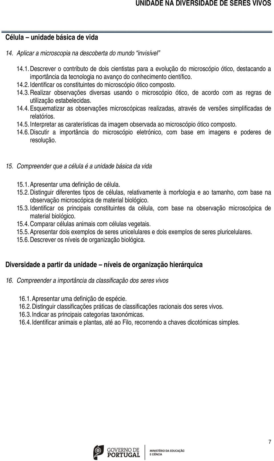 .1. Descrever o contributo de dois cientistas para a evolução do microscópio ótico, destacando a importância da tecnologia no avanço do conhecimento científico. 14.2.