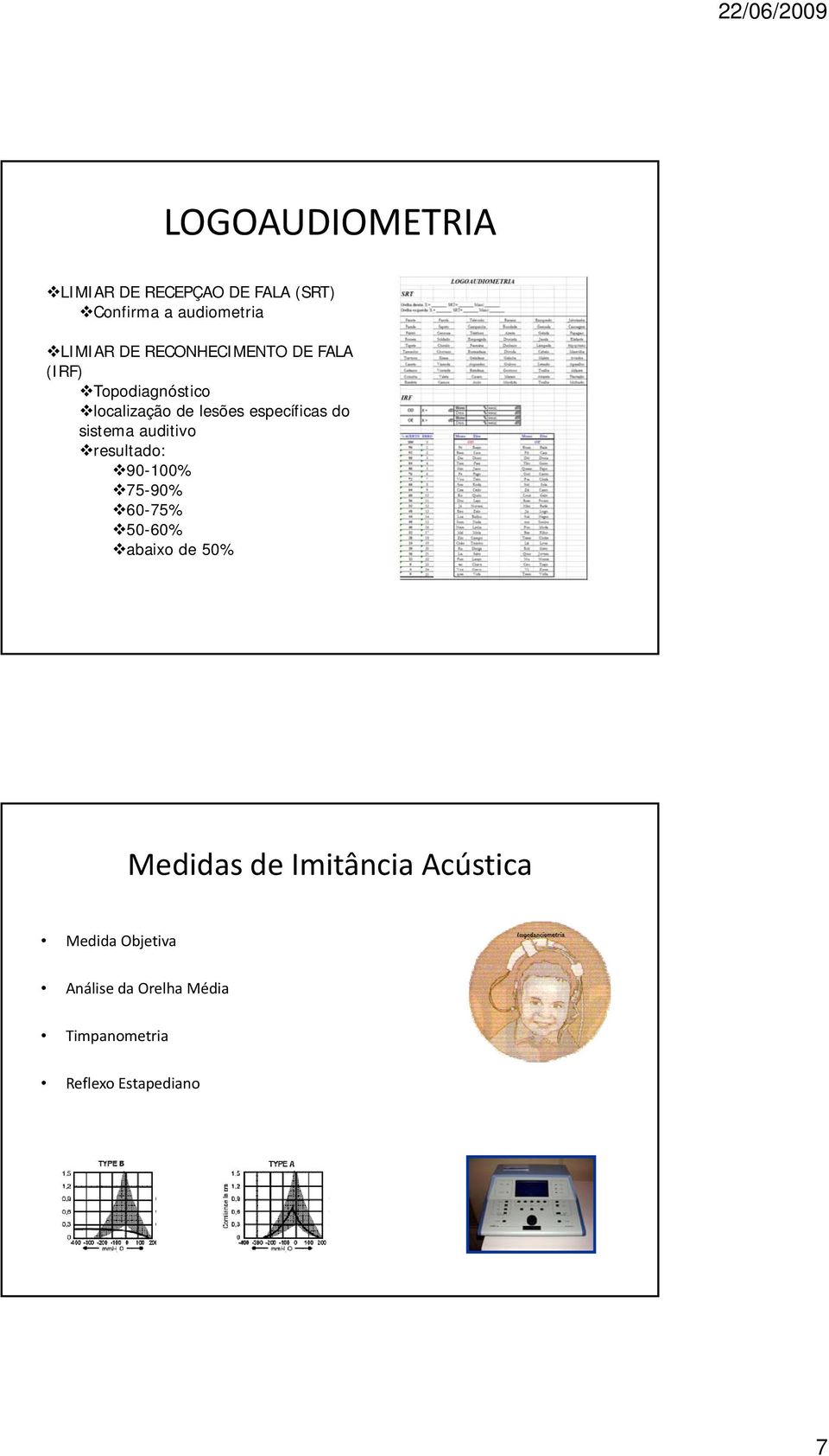 sistema auditivo resultado: 90-100% 75-90% 60-75% 50-60% abaixo de 50% Medidas de