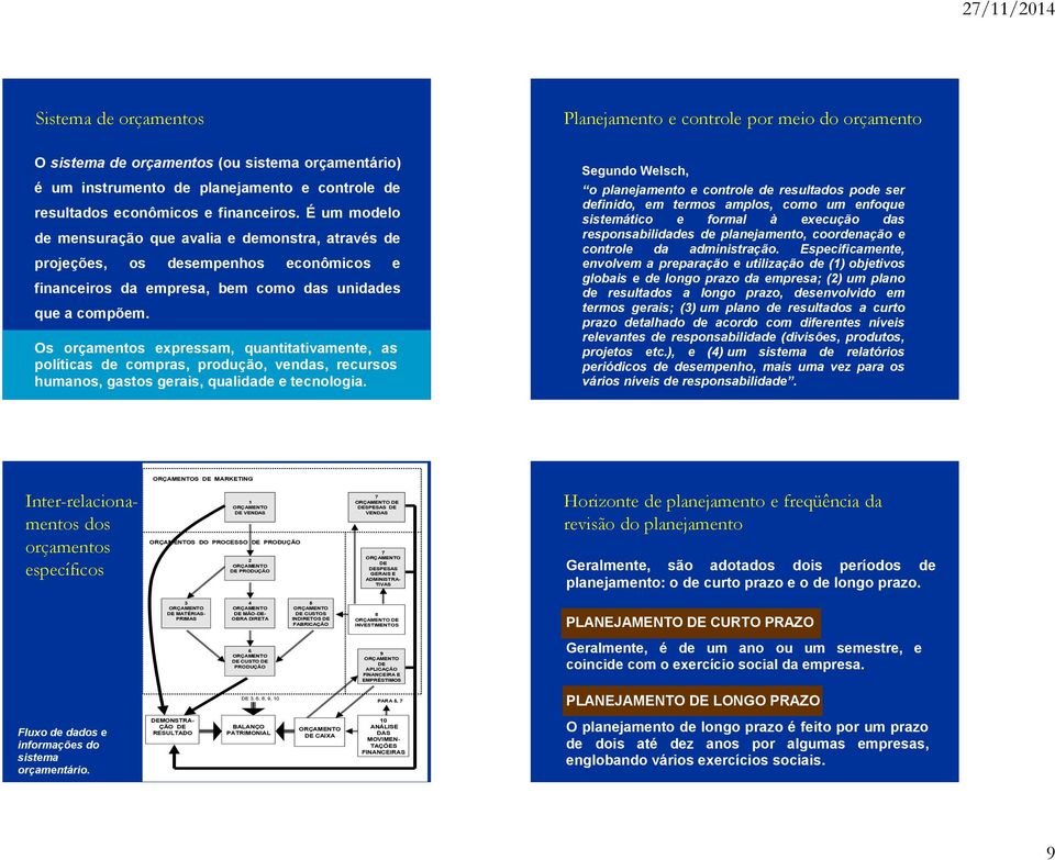 Os orçamentos expressam, quantitativamente, as políticas de compras, produção, vendas, recursos humanos, gastos gerais, qualidade e tecnologia.