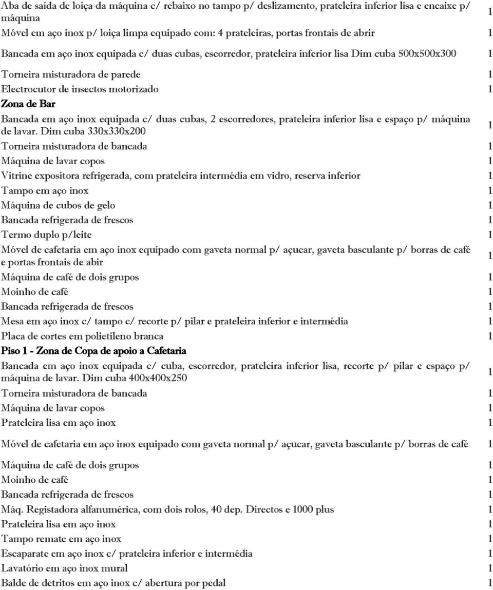 aço inox equipada c/ duas cubas, 2 escorredores, prateleira inferior lisa e espaço p/ máquina de lavar.