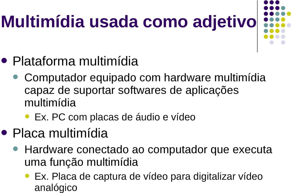 PC com placas de áudio e vídeo Placa multimídia multimídia Hardware conectado ao