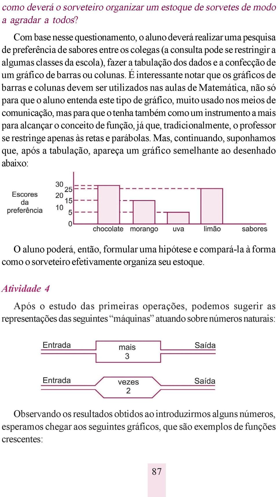 e a confecção de um gráfico de barras ou colunas.