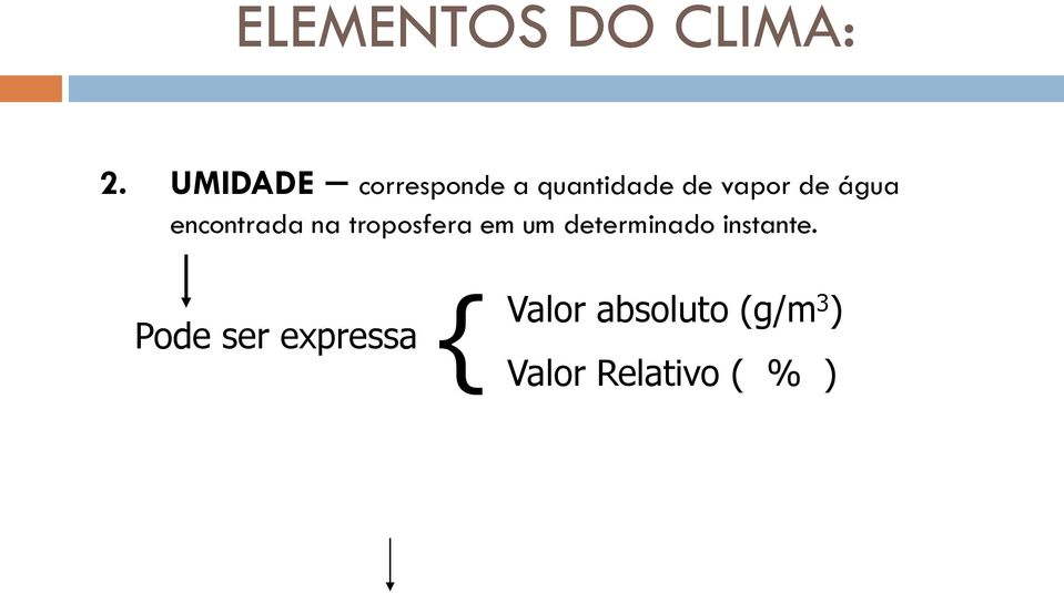 água encontrada na troposfera em um determinado