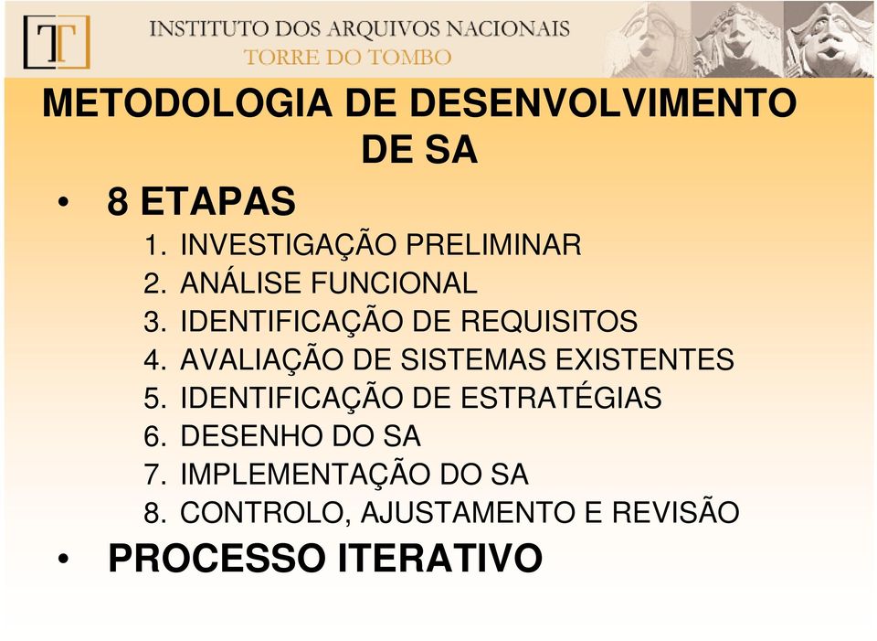 IDENTIFICAÇÃO DE REQUISITOS 4. AVALIAÇÃO DE SISTEMAS EXISTENTES 5.