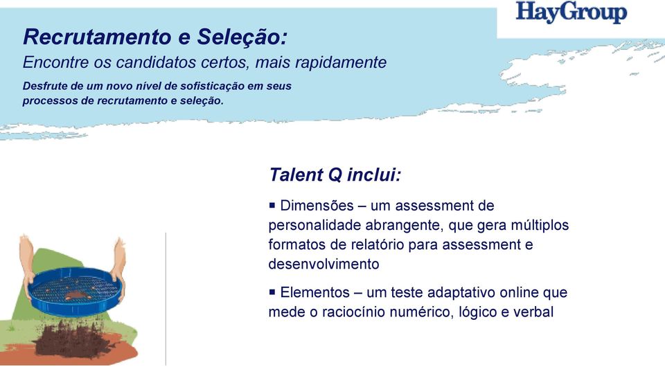 Talent Q inclui: Dimensões um assessment de personalidade abrangente, que gera múltiplos formatos