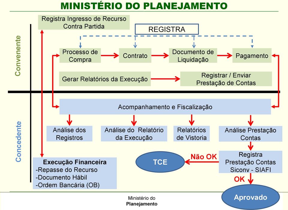 e Fiscalização Análise dos Registros Análise do Relatório da Execução Relatórios de Vistoria Análise Prestação Contas Execução