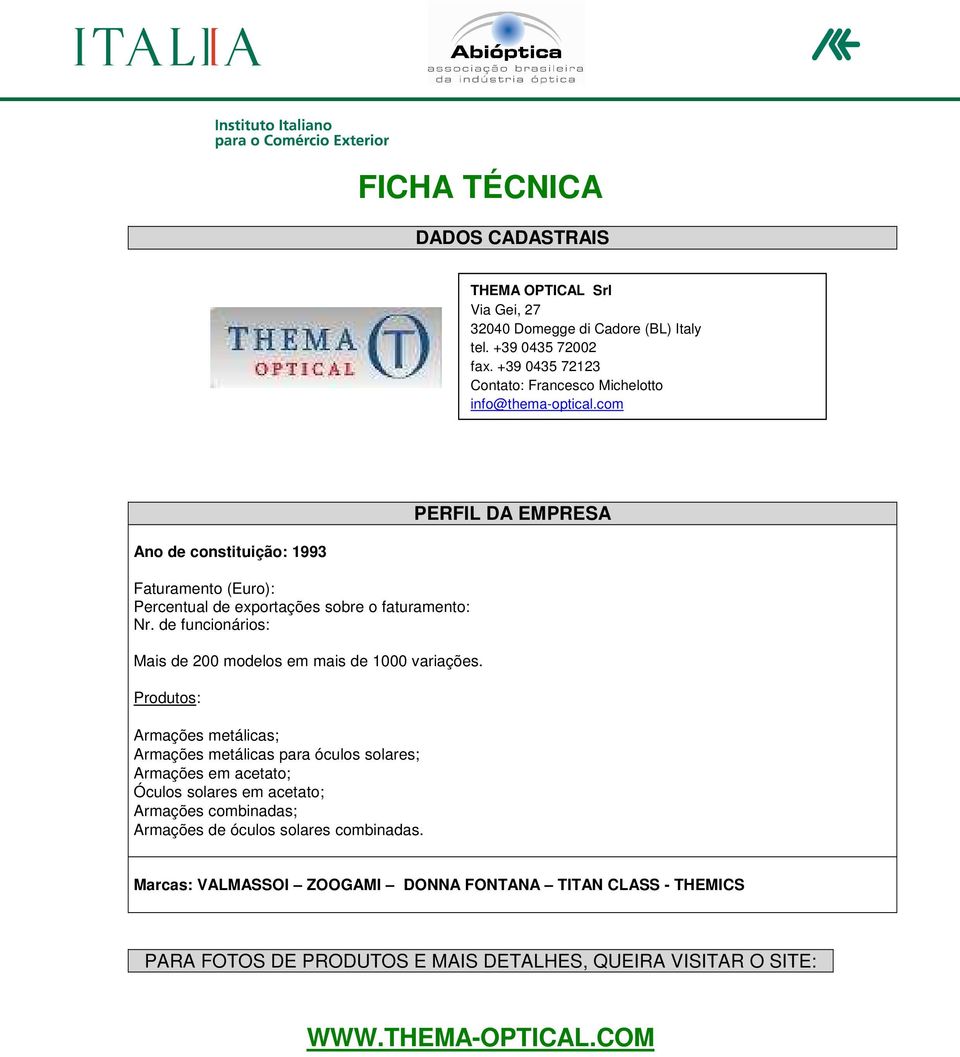 FICHA TÉCNICA DADOS CADASTRAIS PERFIL DA EMPRESA - PDF Free Download