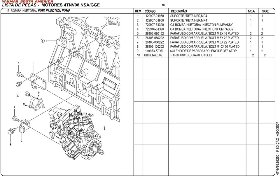 CJ. BOMBA INJETORA / INJECTON PUMP ASSY 1 4 729946-51390 CJ.