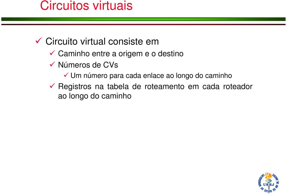 número para cada enlace ao longo do caminho Registros