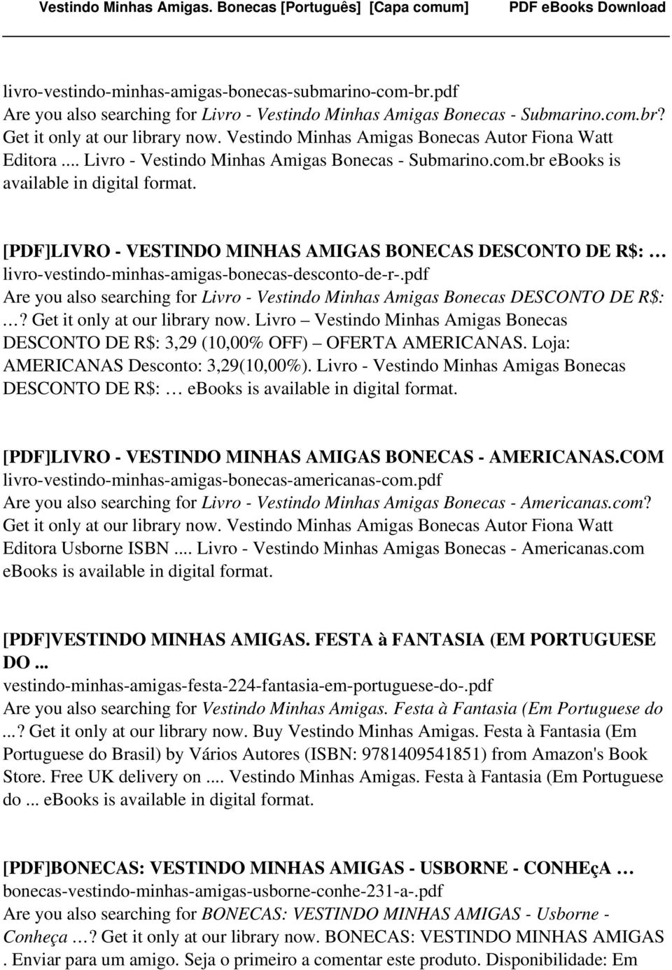 br ebooks is available in [PDF]LIVRO - VESTINDO MINHAS AMIGAS BONECAS DESCONTO DE R$: livro-vestindo-minhas-amigas-bonecas-desconto-de-r-.