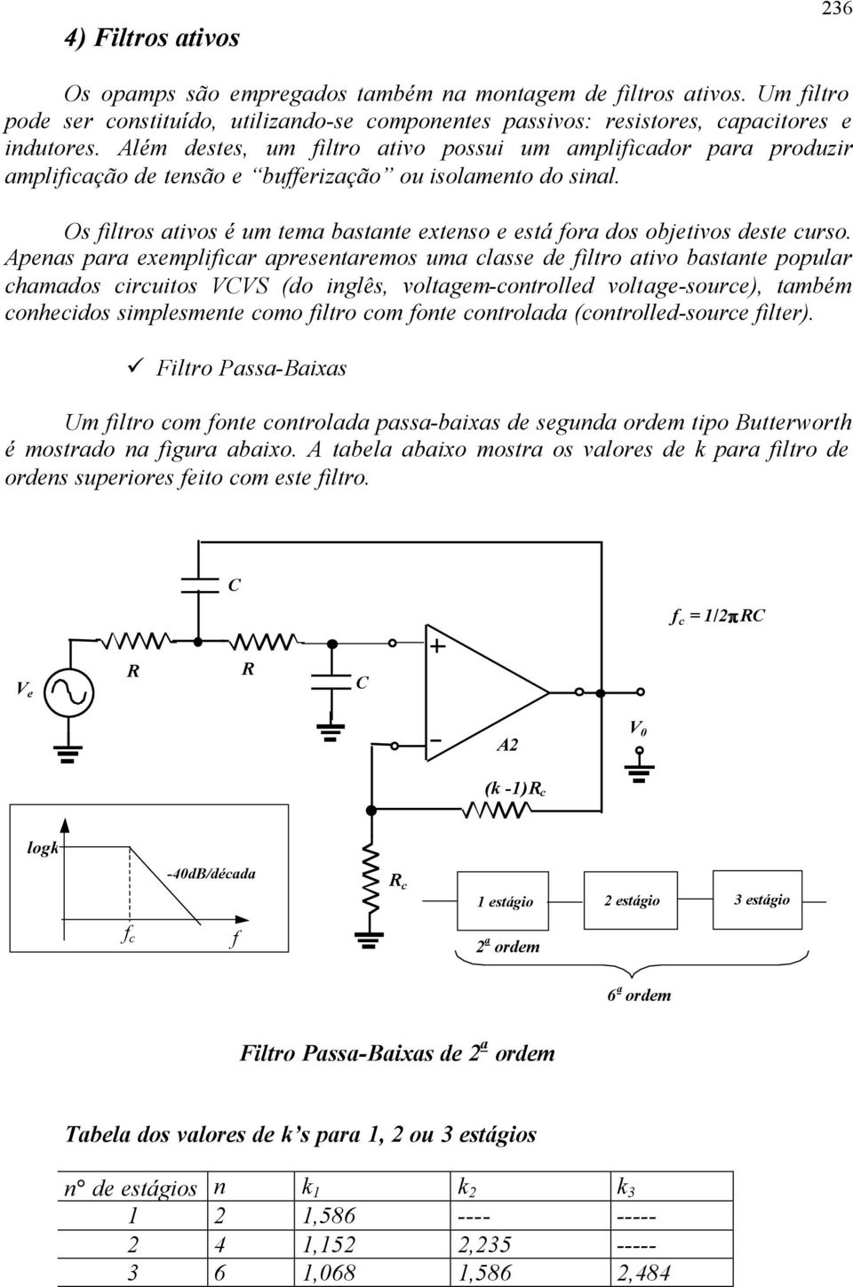 Os filtros ativos é um tema bastante extenso e está fora dos objetivos deste curso.