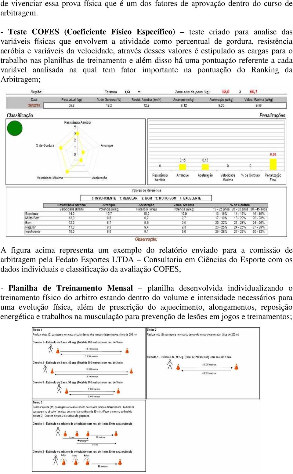 através desses valores é estipulado as cargas para o trabalho nas planilhas de treinamento e além disso há uma pontuação referente a cada variável analisada na qual tem fator importante na pontuação