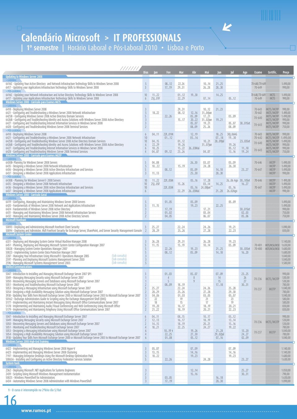 490,00 6417 - Updating your Applications Infrastructure Technology Skills to Windows Server 2008 3 17...19 29...31 26...28 28.