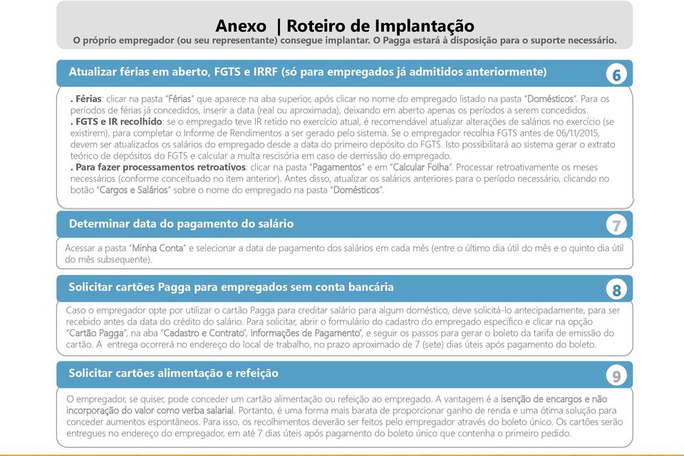 Férias: clicar na pasta Férias que aparece na aba superior, após clicar no nome do empregado listado na pasta Domésticos.