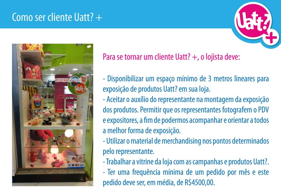 - Aceitar o auxílio do representante na montagem da exposição dos produtos.