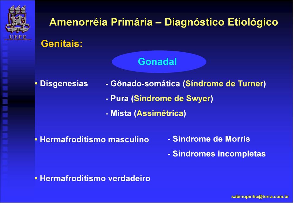 (Assimétrica) Hermafroditismo masculino - Síndrome