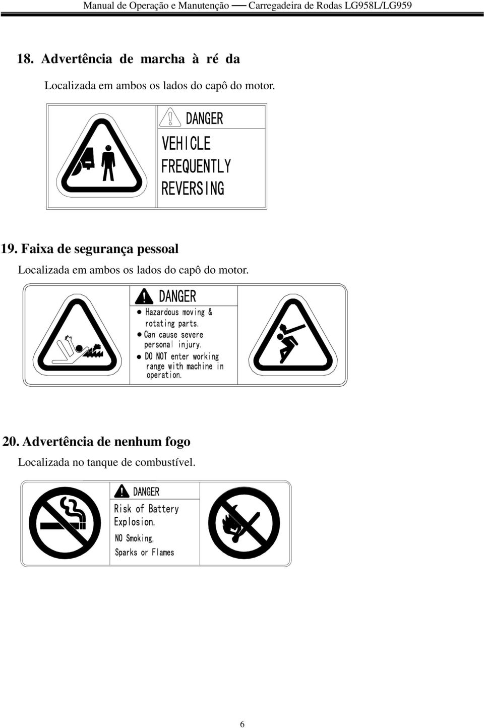 Faixa de segurança pessoal Localizada em ambos os lados