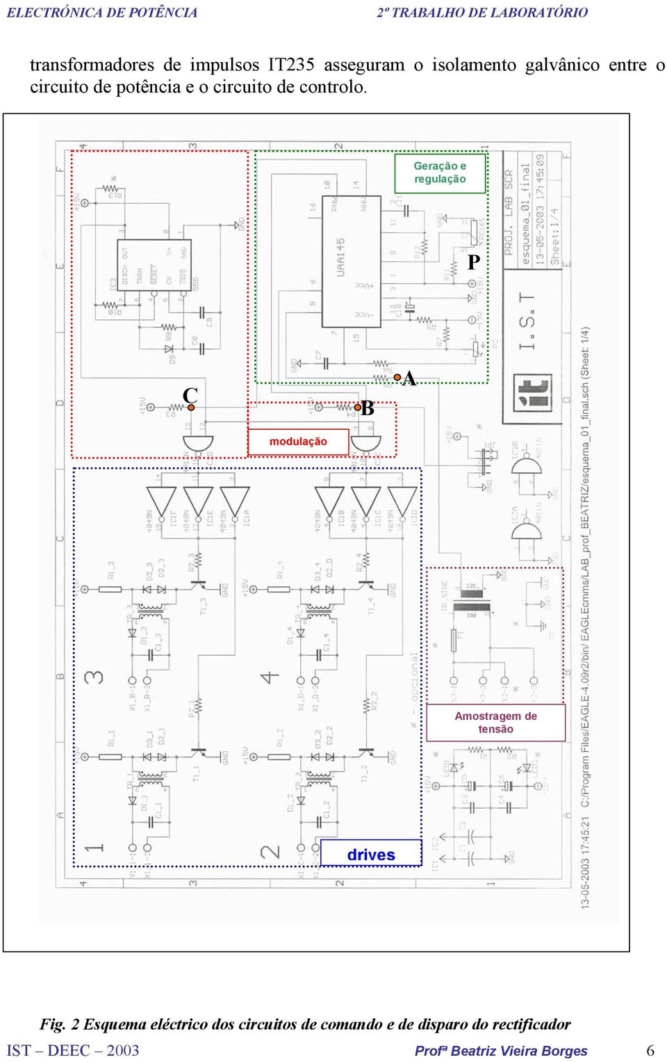 Geração e regulação P C B modulação mostragem de tensão drives Fig.