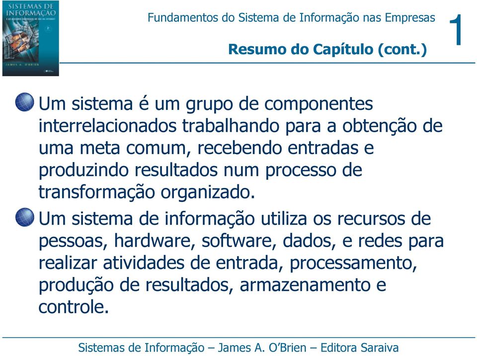 comum, recebendo entradas e produzindo resultados num processo de transformação organizado.