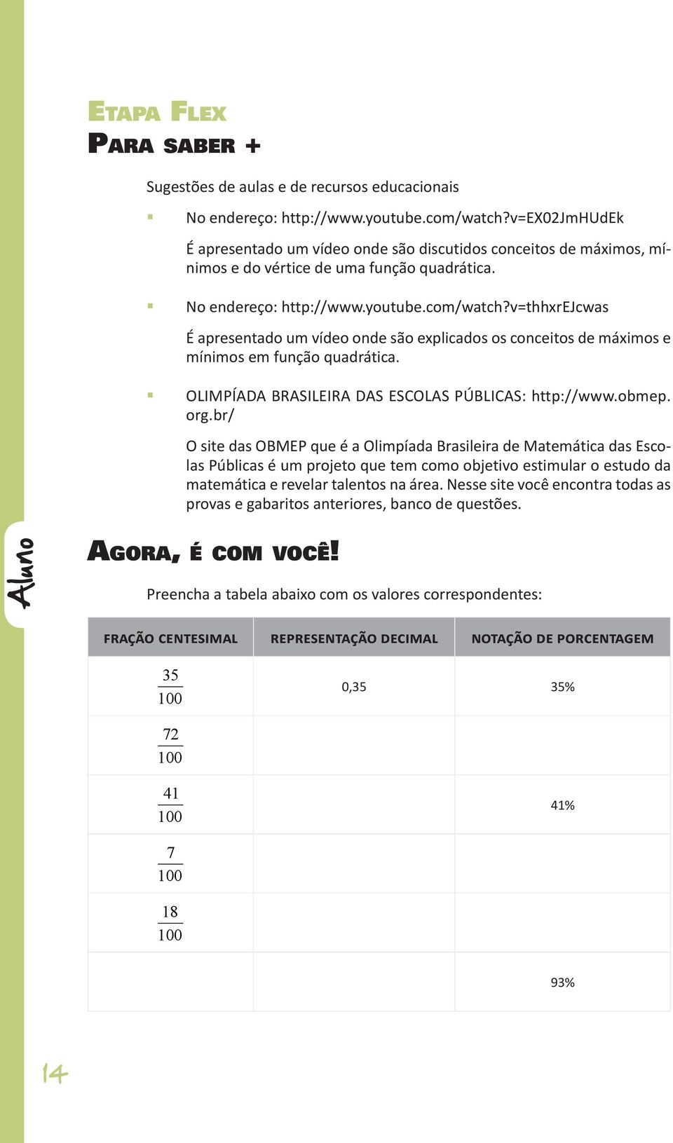 v=thhxrejcwas É apresentado um vídeo onde são explicados os conceitos de máximos e mínimos em função quadrática. OLIMPÍADA BRASILEIRA DAS ESCOLAS PÚBLICAS: http://www.obmep. org.