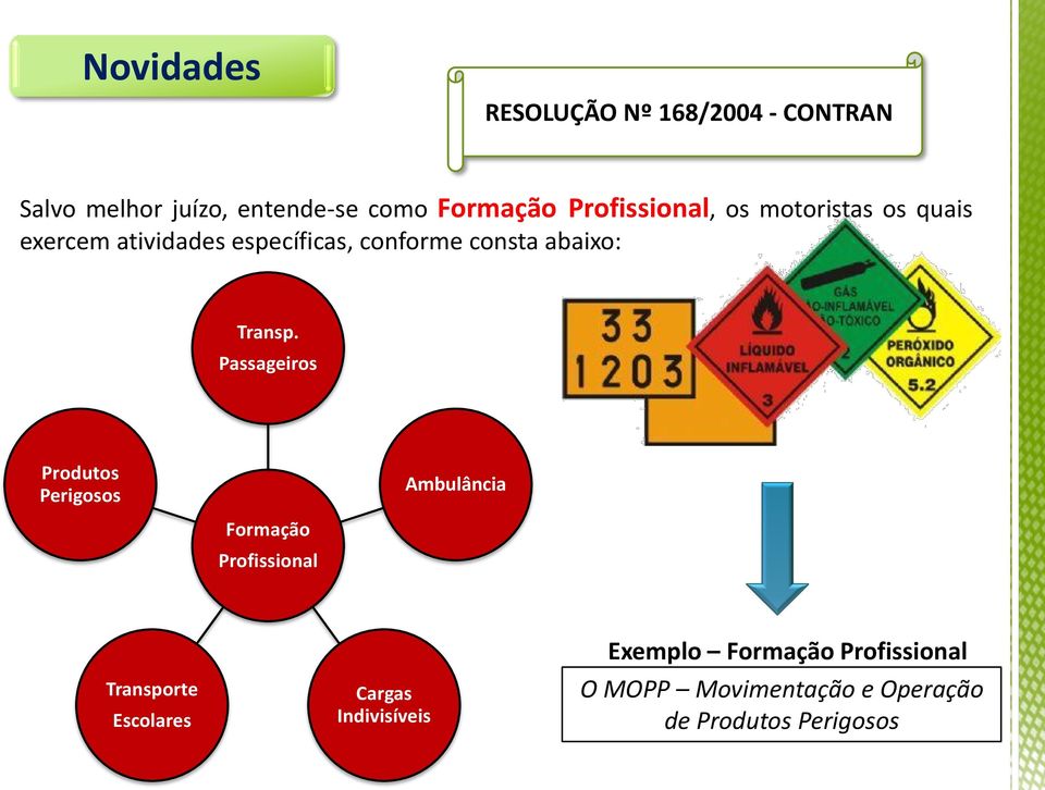 Passageiros Produtos Perigosos Formação Profissional Ambulância Transporte Escolares Cargas