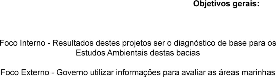 Ambientais destas bacias Foco Externo - Governo