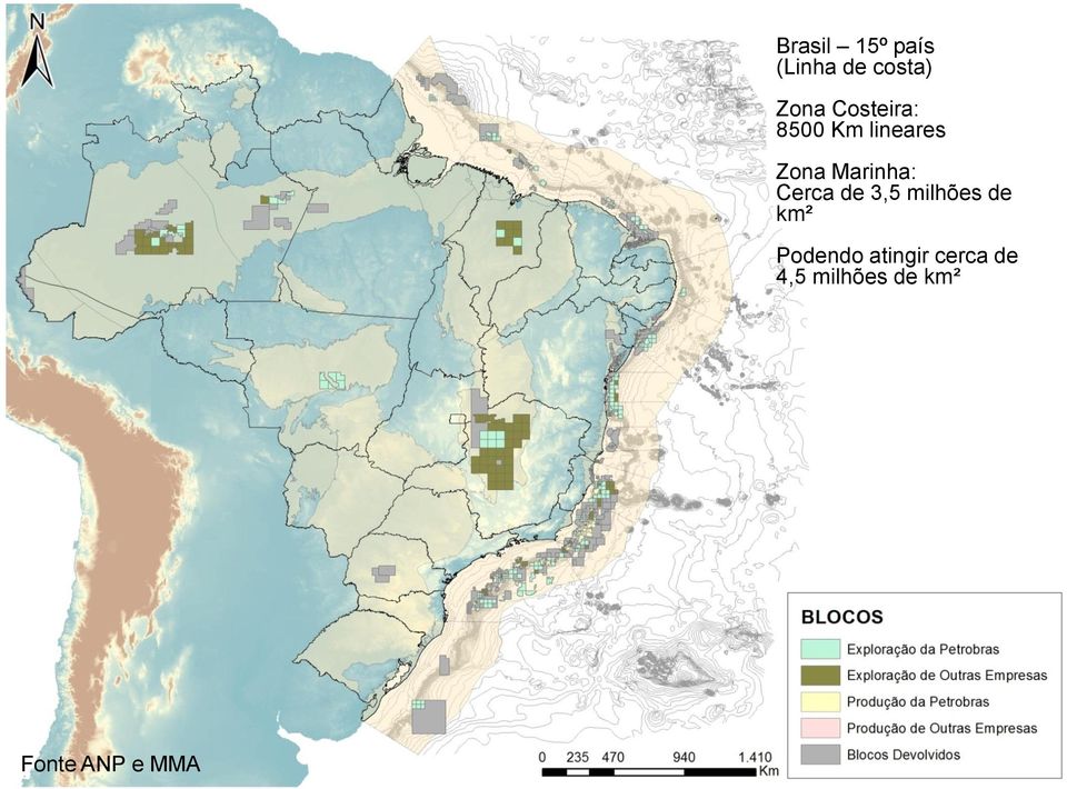 Cerca de 3,5 milhões de km² Podendo