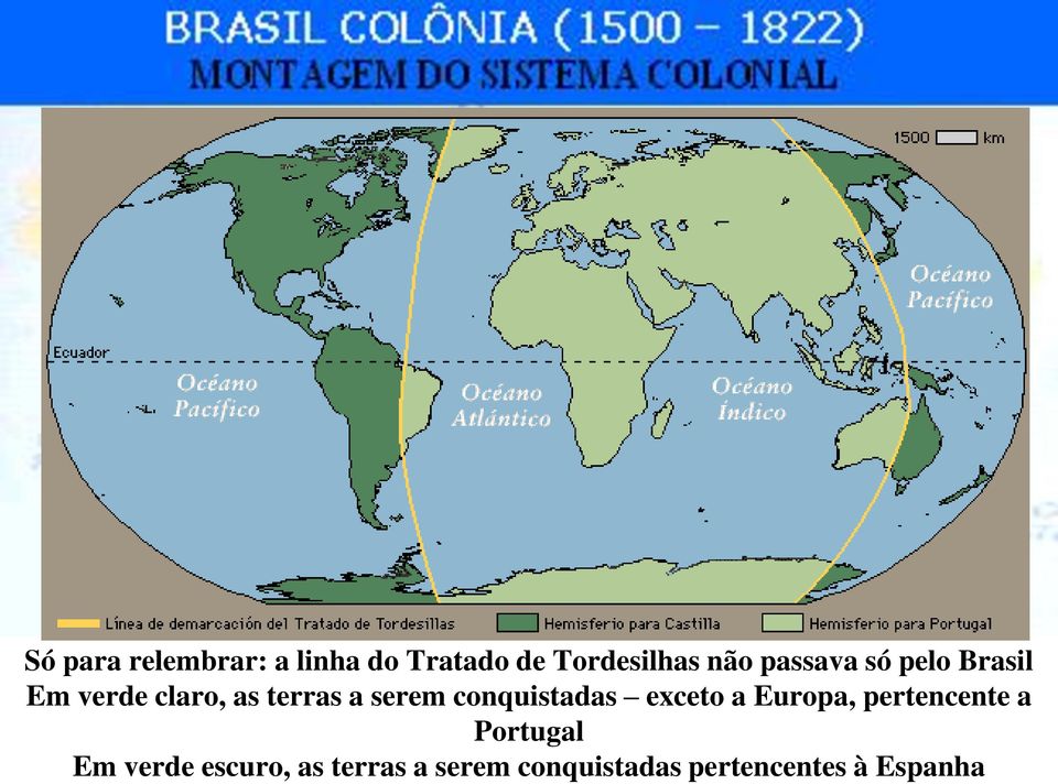 conquistadas exceto a Europa, pertencente a Portugal Em