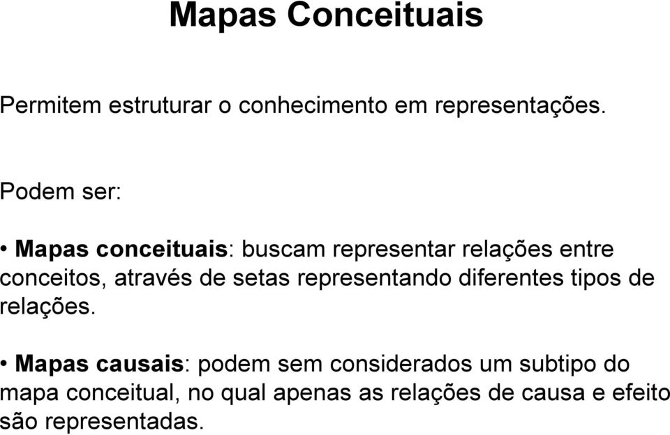 de setas representando diferentes tipos de relações.