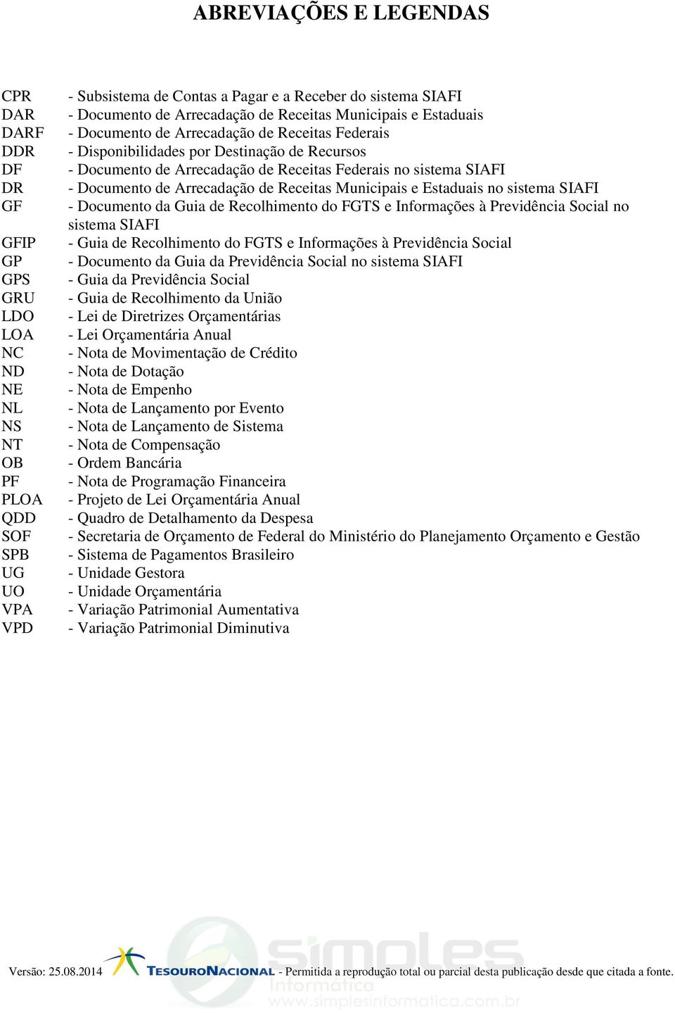 SIAFI - Documento de Arrecadação de Receitas Municipais e Estaduais no sistema SIAFI - Documento da Guia de Recolhimento do FGTS e Informações à Previdência Social no sistema SIAFI - Guia de