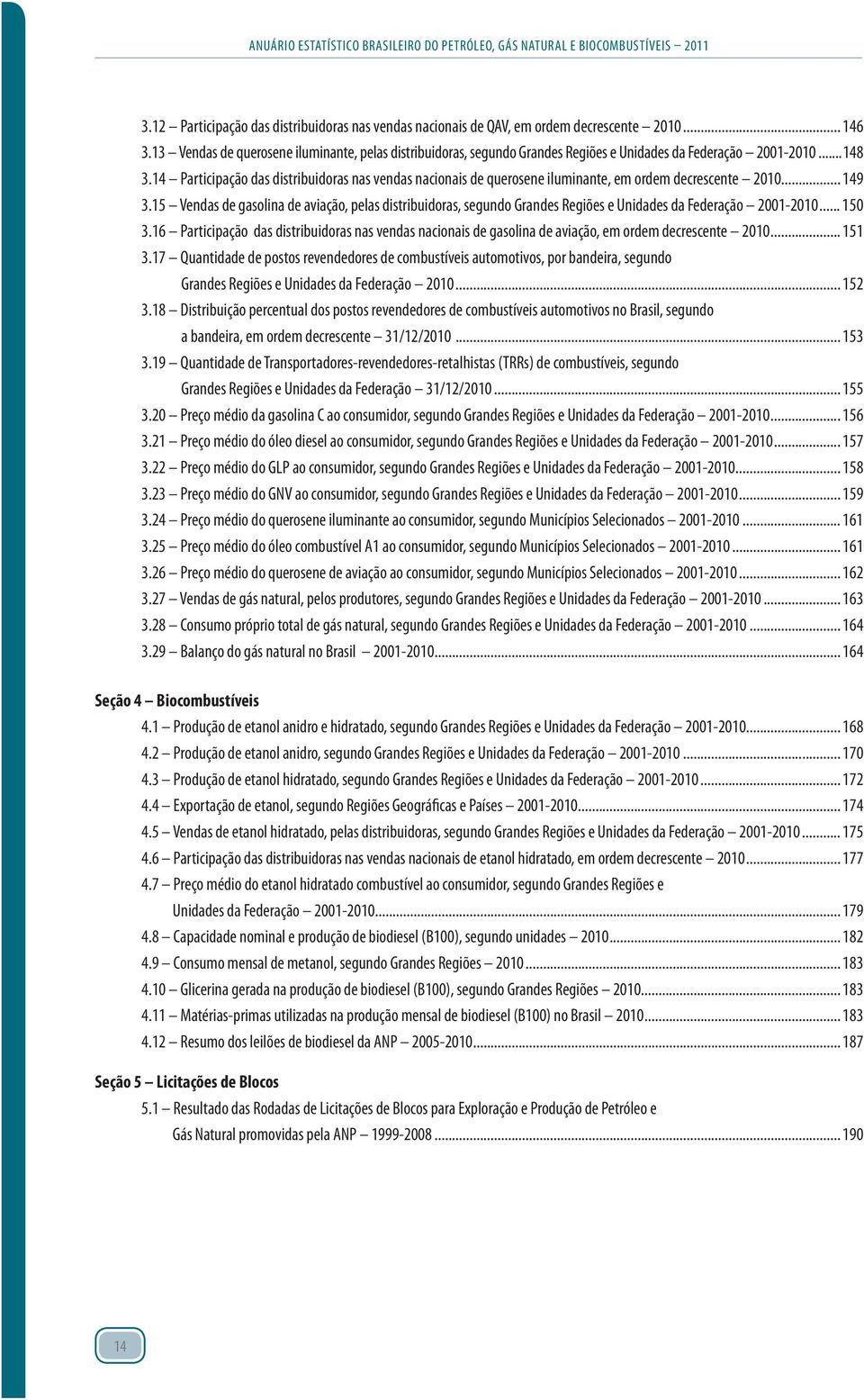 14 Participação das distribuidoras nas vendas nacionais de querosene iluminante, em ordem decrescente 2010... 149 3.