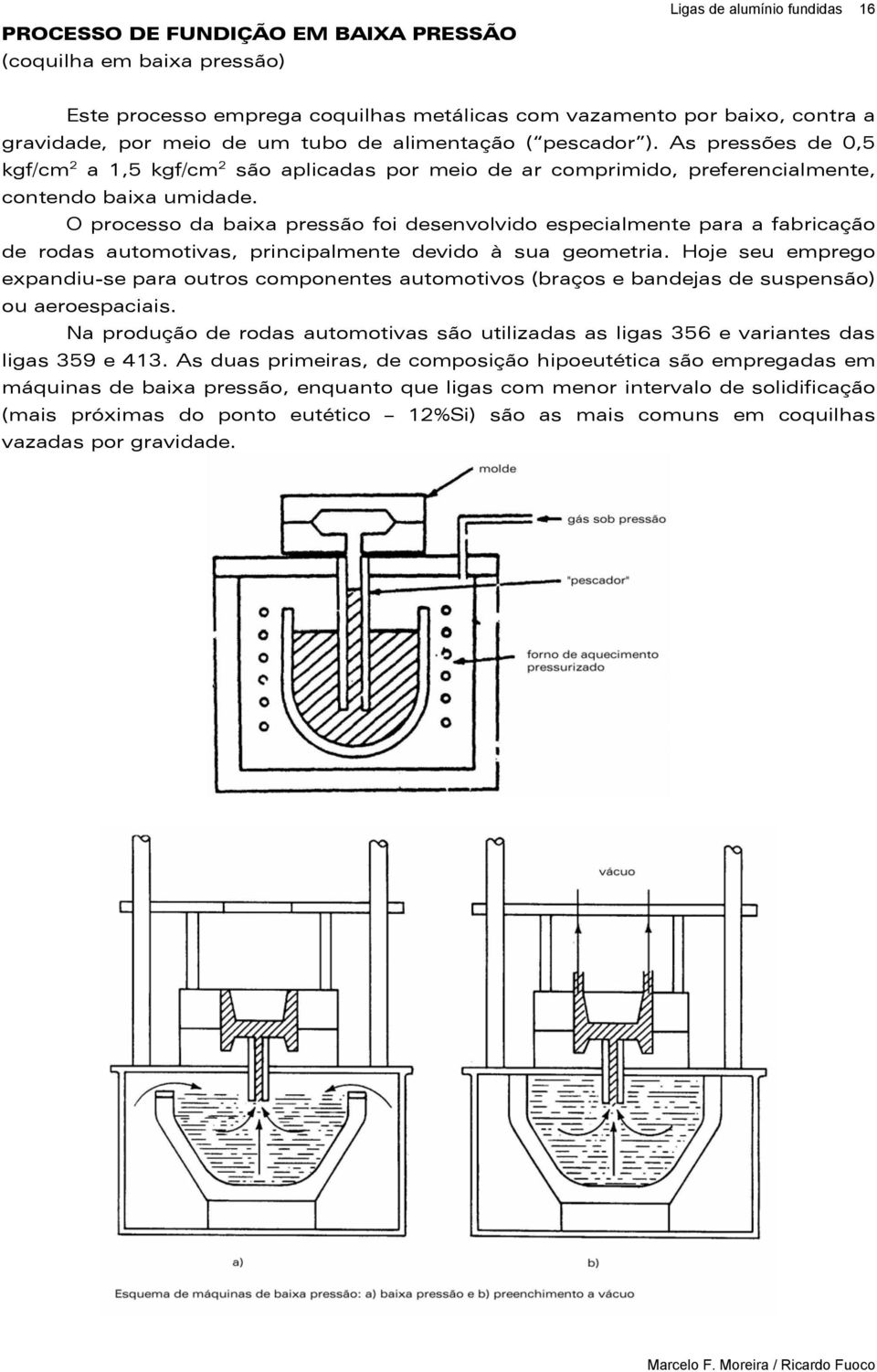 O processo da baixa pressão foi desenvolvido especialmente para a fabricação de rodas automotivas, principalmente devido à sua geometria.
