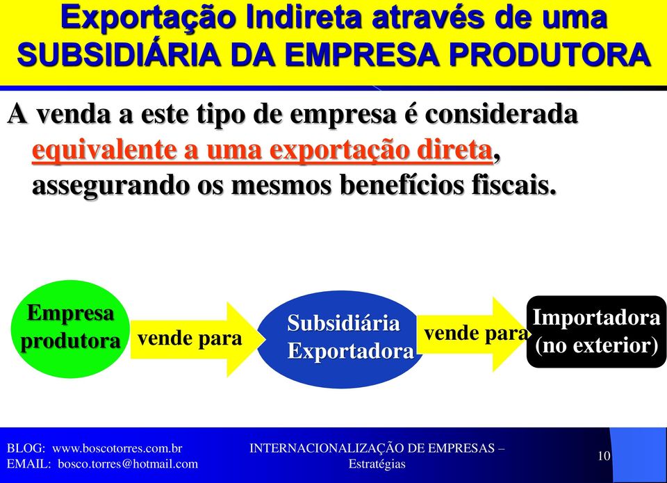 exportação direta, assegurando os mesmos benefícios fiscais.